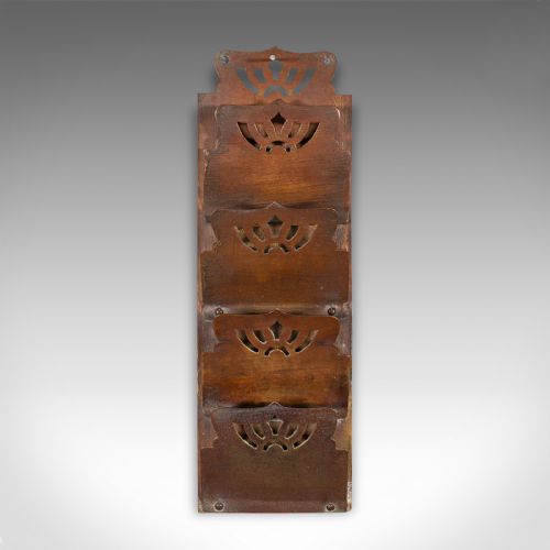 fig 1. Small Antique Letter Rack, English, Brass, Hanging, Art Nouveau, Victorian, 1900