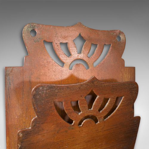 fig 3. Small Antique Letter Rack, English, Brass, Hanging, Art Nouveau, Victorian, 1900