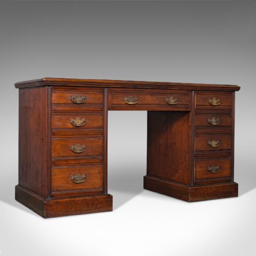 Antique Clerk's Desk, English, Walnut, Pedestal, Victorian, 1880