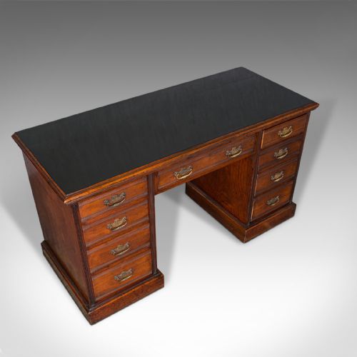fig 4. Antique Clerk's Desk, English, Walnut, Pedestal, Victorian, 1880