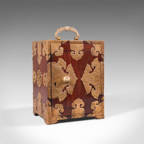 ANTIQUE COLLECTOR'S BOX CHINESE ROSEWOOD DECORATIVE SPECIMEN CASE CIRCA 1920 - ADDITIONAL PHOTO 1