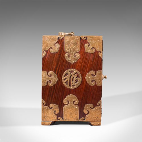 ANTIQUE COLLECTOR'S BOX CHINESE ROSEWOOD DECORATIVE SPECIMEN CASE CIRCA 1920 - ADDITIONAL PHOTO 2