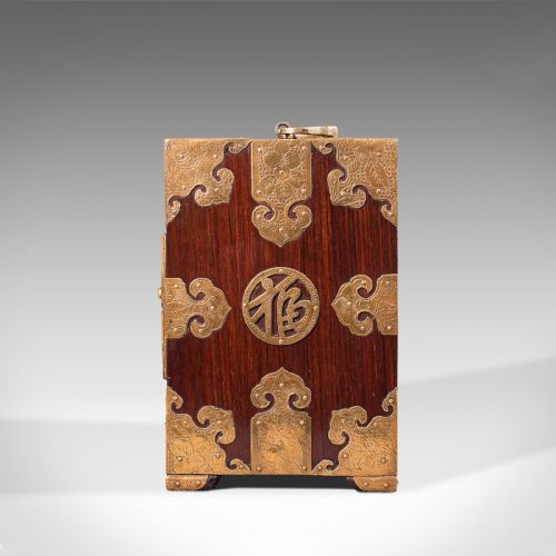 ANTIQUE COLLECTOR'S BOX CHINESE ROSEWOOD DECORATIVE SPECIMEN CASE CIRCA 1920 - ADDITIONAL PHOTO 4