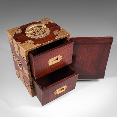 ANTIQUE COLLECTOR'S BOX CHINESE ROSEWOOD DECORATIVE SPECIMEN CASE CIRCA 1920 - ADDITIONAL PHOTO 6