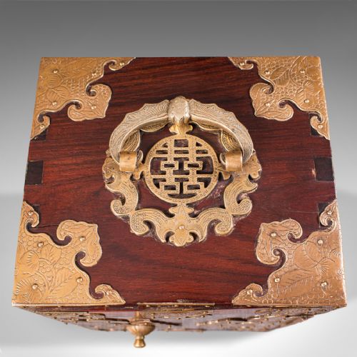 ANTIQUE COLLECTOR'S BOX CHINESE ROSEWOOD DECORATIVE SPECIMEN CASE CIRCA 1920 - ADDITIONAL PHOTO 7