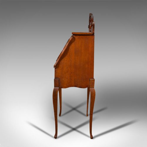 fig 3. Small Antique Ladies Writing Desk, French, Oak, Bureau, Mirror, Victorian, 1900