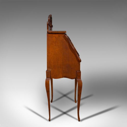fig 4. Small Antique Ladies Writing Desk, French, Oak, Bureau, Mirror, Victorian, 1900