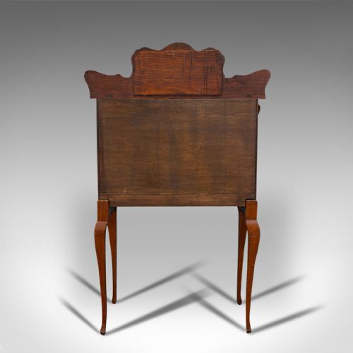 fig 5. Small Antique Ladies Writing Desk, French, Oak, Bureau, Mirror, Victorian, 1900