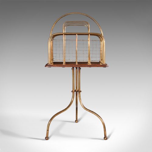 fig 1. Antique Newspaper Rack, French, Oak, Magazine, Music Stand, Victorian, C.1900