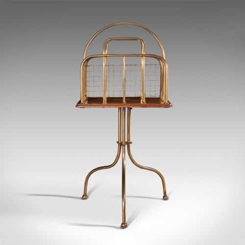 fig 4. Antique Newspaper Rack, French, Oak, Magazine, Music Stand, Victorian, C.1900