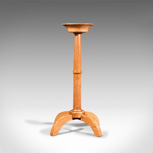 fig 1. Antique Torchere, English, Oak, Candle Stand, Cotswold School, Arts And Crafts