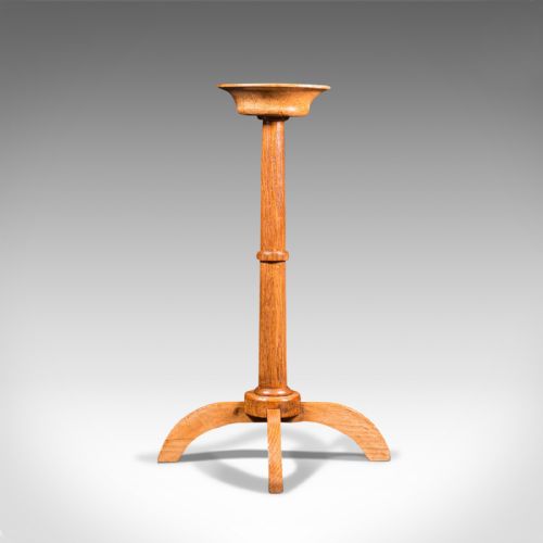 fig 2. Antique Torchere, English, Oak, Candle Stand, Cotswold School, Arts And Crafts
