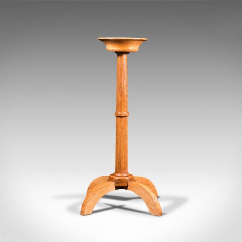 fig 3. Antique Torchere, English, Oak, Candle Stand, Cotswold School, Arts And Crafts