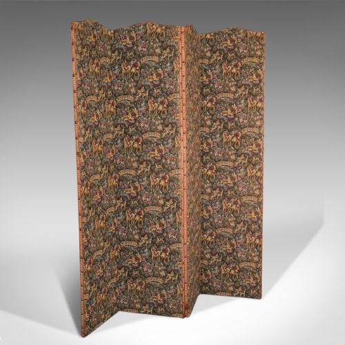 Antique Privacy Screen, French, Needlepoint, Room Divider, Victorian, Circa 1900
