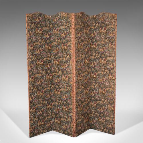fig 1. Antique Privacy Screen, French, Needlepoint, Room Divider, Victorian, Circa 1900