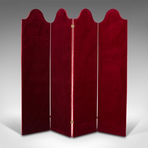fig 1. Tall Antique Room Divider, English, Velvet, Boudoir, Privacy Screen, Edwardian