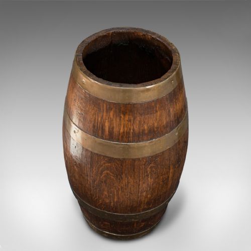 fig 4. Antique Coopered Barrel, English, Oak, Brass, Stick Stand, Late Victorian, 1900