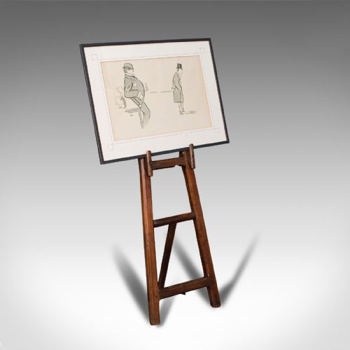 fig 1. Antique Artist's Easel, English, Picture Stand, Arts And Crafts, Victorian, 1900
