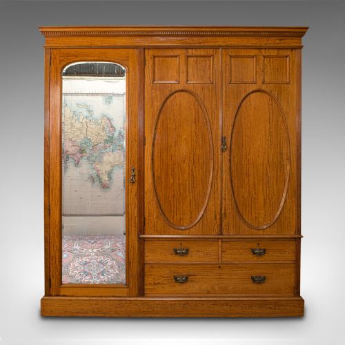 fig 1. Antique Master Bedroom Wardrobe, Satinwood, Cupboard, Maple And Co, Edwardian