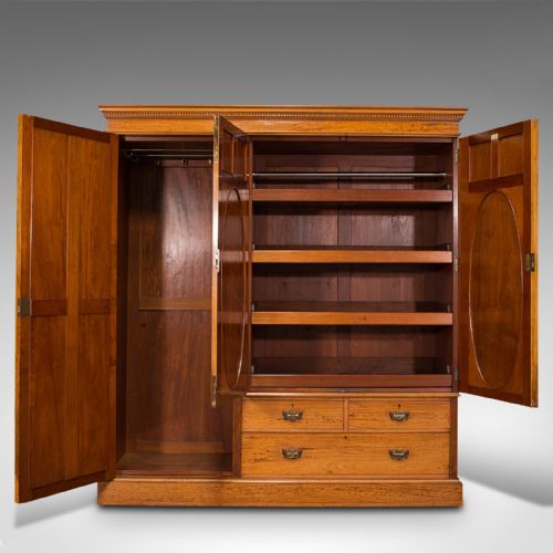 fig 2. Antique Master Bedroom Wardrobe, Satinwood, Cupboard, Maple And Co, Edwardian