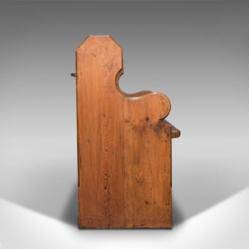 fig 3. Antique Love Seat, English, Pine, Bench, Pew, Ecclesiastic Taste, Victorian