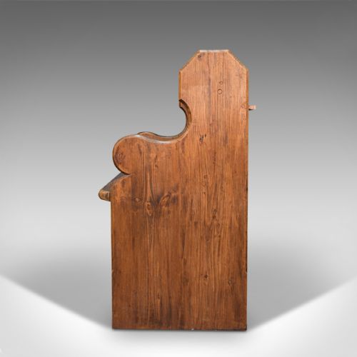 fig 4. Antique Love Seat, English, Pine, Bench, Pew, Ecclesiastic Taste, Victorian