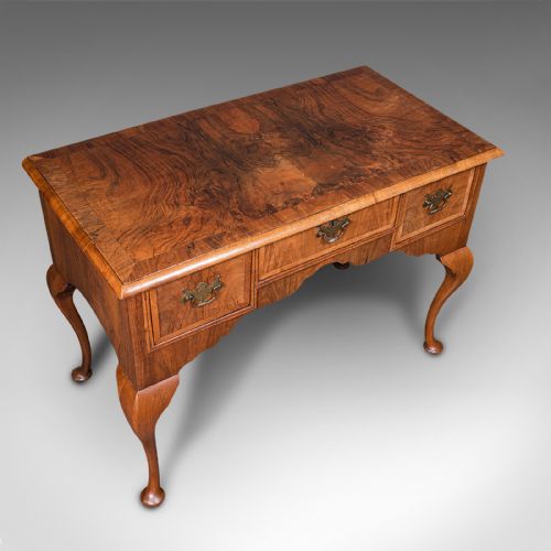 fig 5. Antique Writing Desk, English, Burr Walnut, Oak, Georgian, C.1800