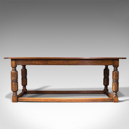 fig 1. Antique Refectory Table, English, Oak, Dining, Jacobean Revival, Edwardian, 1910