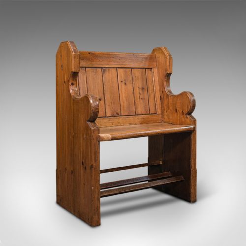 fig 2. Pair Of Antique Hall Seats, English, Pine, Reception, Conservatory, Victorian