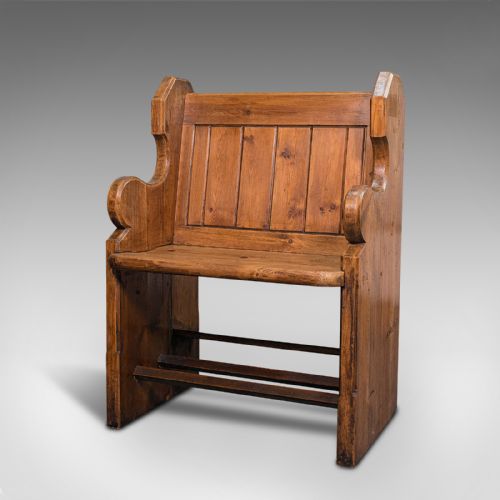 fig 4. Pair Of Antique Hall Seats, English, Pine, Reception, Conservatory, Victorian