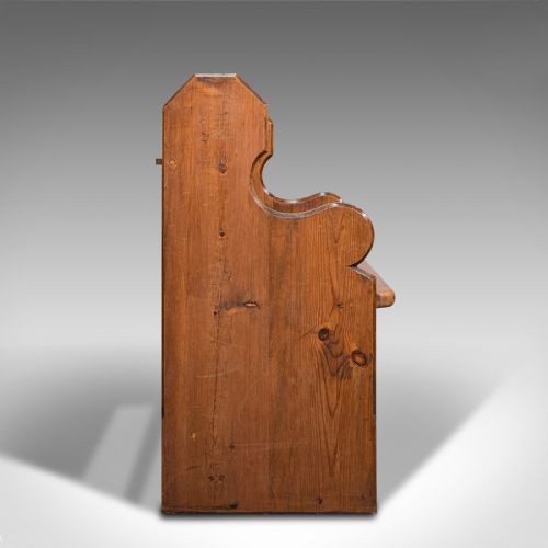 fig 3. Antique Love Seat, English, Pine, Hallway Bench, Pew, Ecclesiastic, Victorian