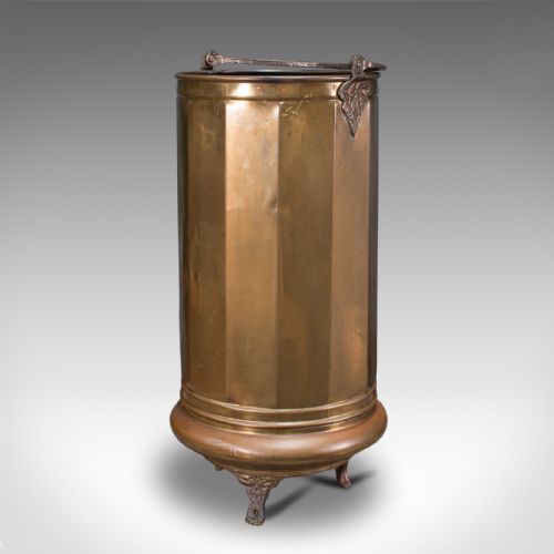 fig 2. Pair Of, Antique Stick Stands, Brass, Umbrella Rack, Fireside Bin, Victorian