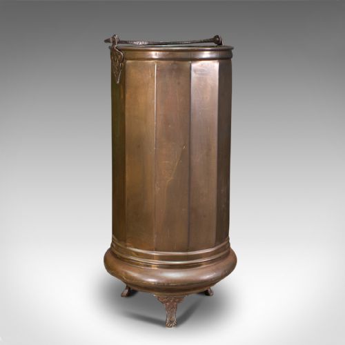 fig 3. Pair Of, Antique Stick Stands, Brass, Umbrella Rack, Fireside Bin, Victorian