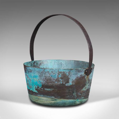 fig 2. Antique Decorative Jam Pan, English, Brass, Planter, Jardiniere, Victorian, 1900