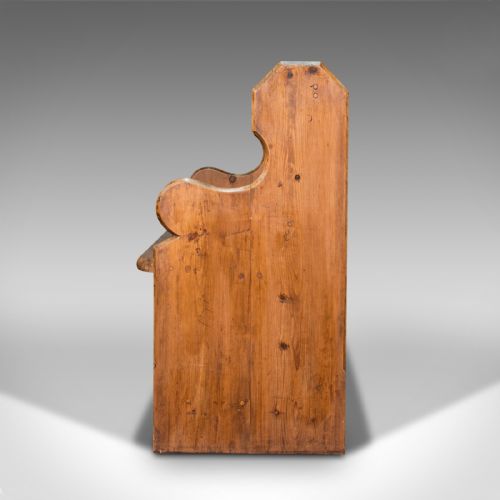 fig 3. Antique Bench Seat, English, Pine, Pew, Ecclesiastic Taste, Victorian, C.1900
