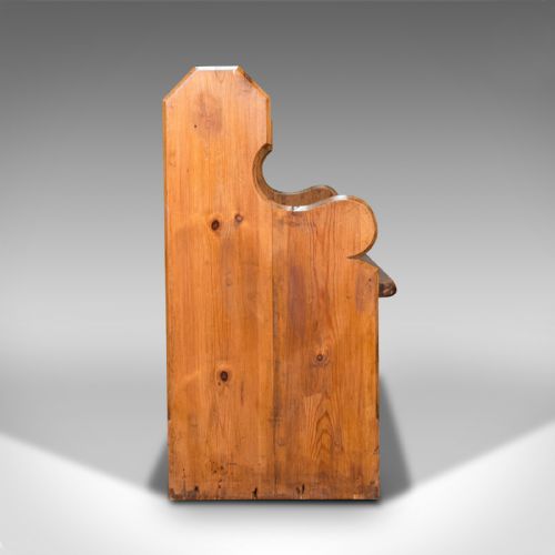 fig 4. Antique Bench Seat, English, Pine, Pew, Ecclesiastic Taste, Victorian, C.1900