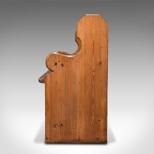 fig 4. Antique Hallway Bench, English, Pine, Reception, Pew, Ecclesiastic, Victorian