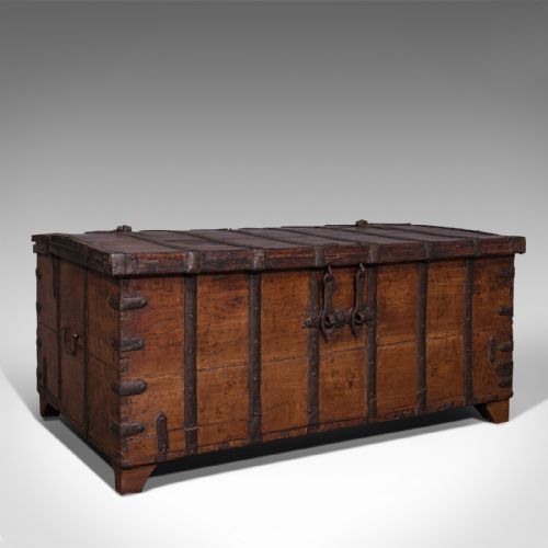 fig 1. Antique Merchant's Chest, Oriental, Solid Teak, Trunk, William III, Circa 1700