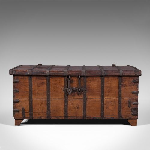 fig 2. Antique Merchant's Chest, Oriental, Solid Teak, Trunk, William III, Circa 1700