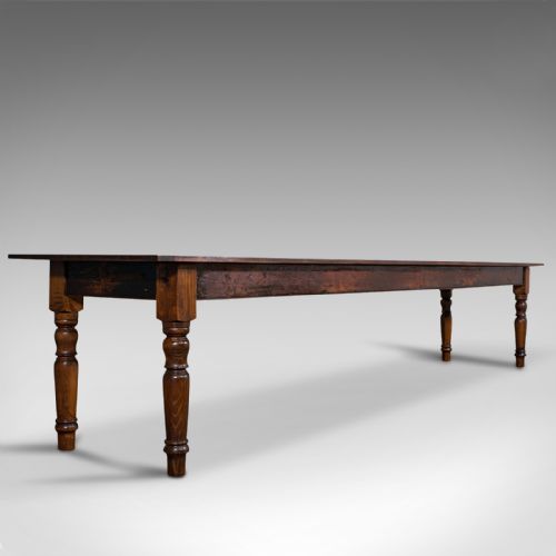 Very Large 13' Antique Dining Table, English, Pine, Country House, Victorian