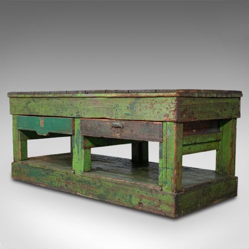 fig 2. Large Antique Industrial Mill Table, English, Pine, Kitchen Island, Victorian