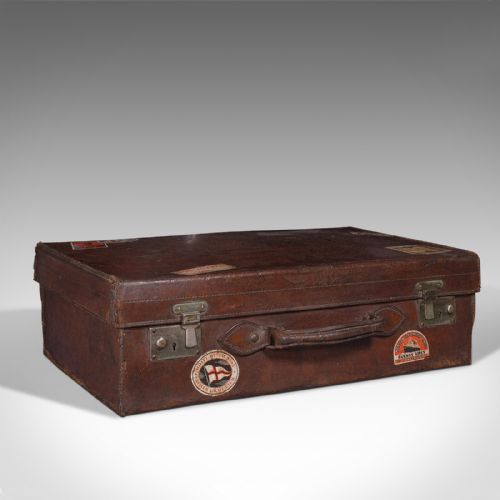 Antique Gentleman's Suitcase, English, Leather, Case, Travel, Edwardian, C.1910