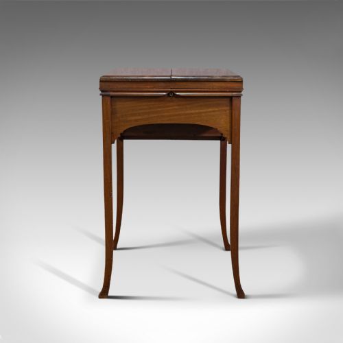 fig 2. Antique Writing Desk, English, Mahogany, Side, Correspondence Table, Edwardian