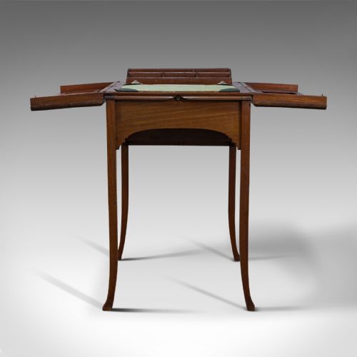 fig 3. Antique Writing Desk, English, Mahogany, Side, Correspondence Table, Edwardian