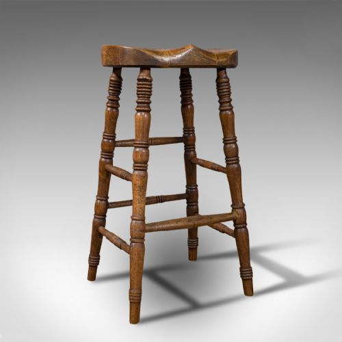 Antique Artist's Stool, English, Beech, Ash, Saddle Seat, Victorian, Circa 1900