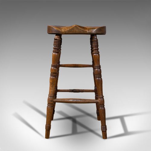fig 1. Antique Artist's Stool, English, Beech, Ash, Saddle Seat, Victorian, Circa 1900