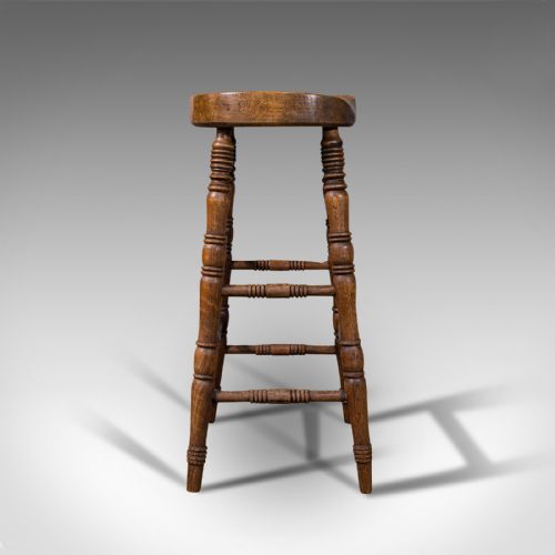 fig 2. Antique Artist's Stool, English, Beech, Ash, Saddle Seat, Victorian, Circa 1900