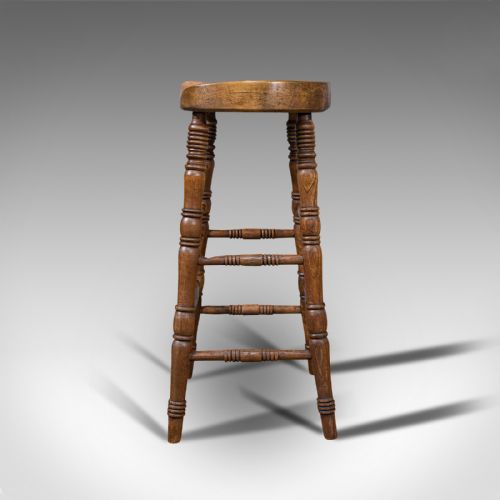 fig 3. Antique Artist's Stool, English, Beech, Ash, Saddle Seat, Victorian, Circa 1900