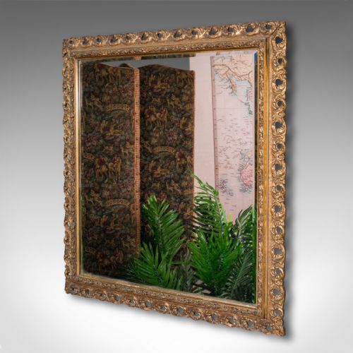 fig 2. Antique Bevelled Mirror, English, Gilt Gesso, Overmantel, Hall, Victorian, 1900