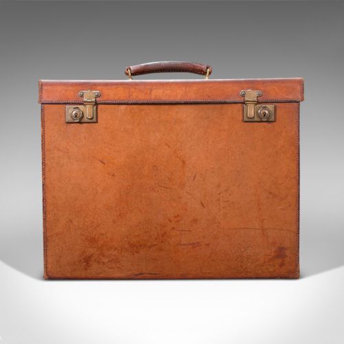 fig 1. Antique Folio Case, English, Leather, Record Producer's Attache Briefcase, 1920